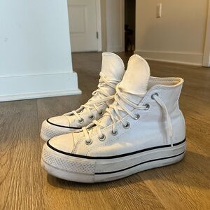 Converse White Platform High-Top Sneakers